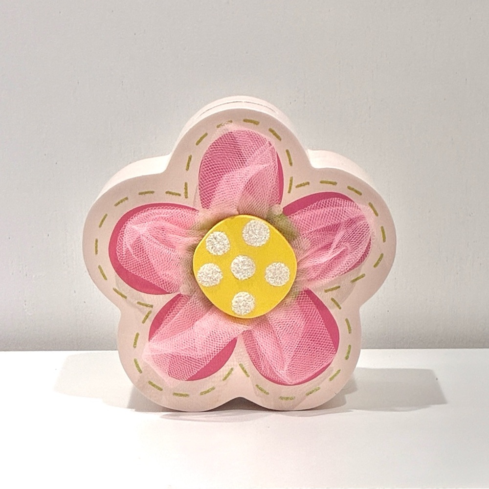 Pink and Yellow Flower Piggy Bank
